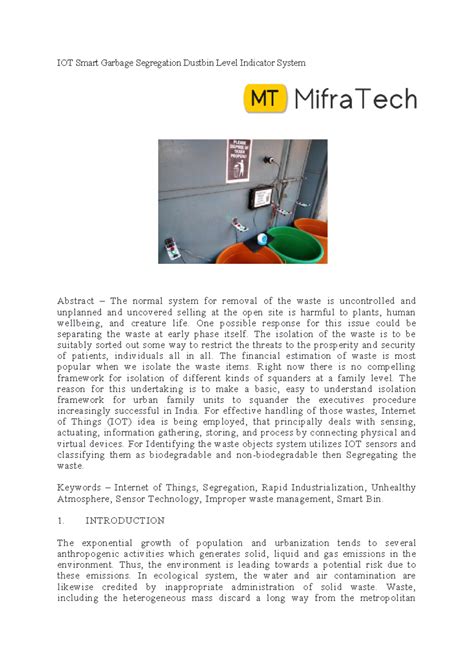 IOT Smart Garbage Segregation Dustbin Level Indicator System sample ...