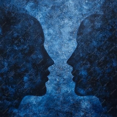 Two Silhouettes Facing Each Other on a Blue Background | Premium AI-generated image