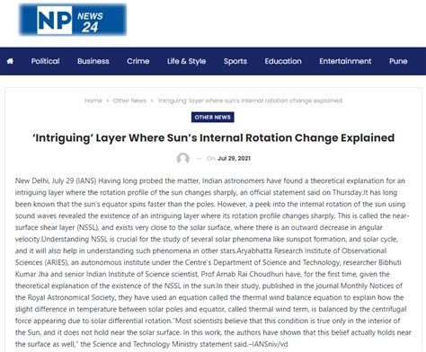 News Coverage of the First Theoretical Model of the Near-Surface Shear ...