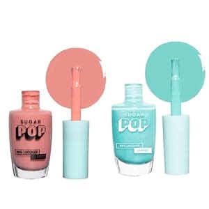 Buy SUGAR POP Nail Lacquer - 05 Salmon Wonder & 17 Mint marvel – 10 ml ...