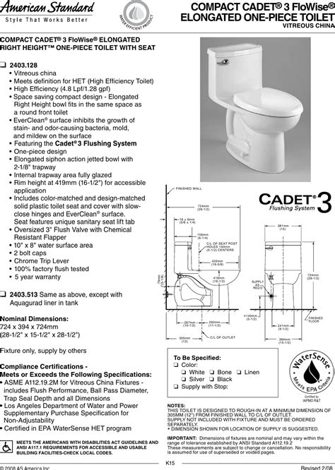American Standard Cadet One Piece Elongated Toilet at Therese Arnold blog