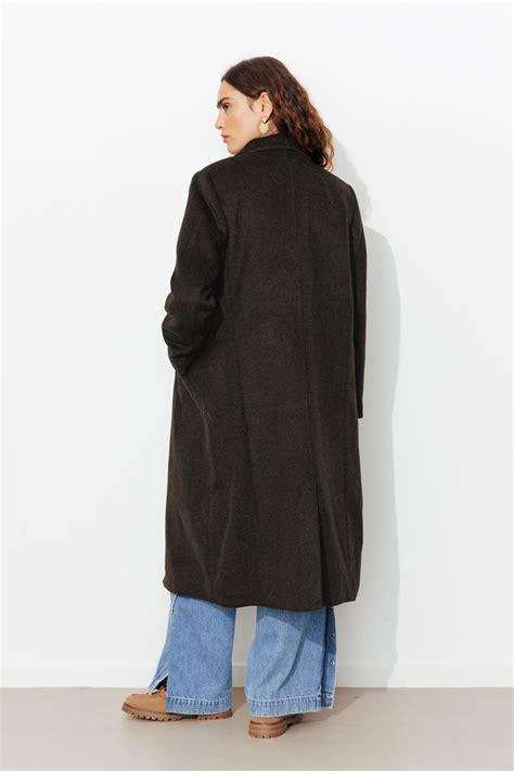Long wool-blend coat - Khaki print