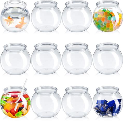 Amazon.com: 12 Pcs Clear Fish Bowl, 27 oz Plastic Fish Bowls for Drinks ...