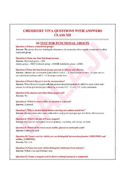 C-12 VIVA Questions on Functional Groups in Chemistry - Studocu