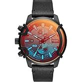 Diesel Leather Master Chief Analog Black Over Sized Dial Men Watch ...