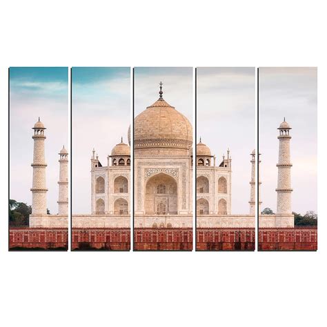 WENS Taj Mahal 5 Panels Velvet Laminated Wall Art for Home Decor ...