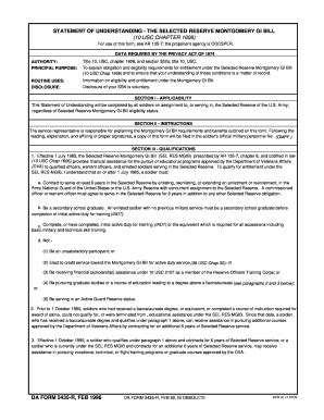 Statement of Understanding - Selected Reserve Montgomery GI Bill - Fill ...