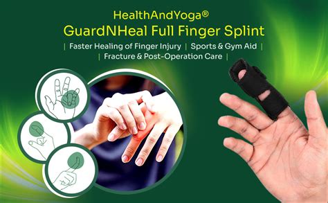 Buy HEALTHANDYOGA® GuardNHeal Full Finger Splint (Black, Free Size ...