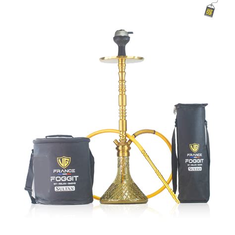 Buy VG France Sultan Evans Hookah with 2 Bags - Grey Base / Golden Stem ...