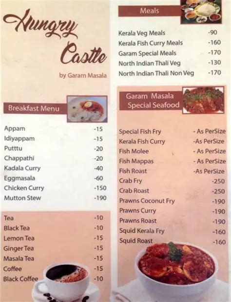 Menu at Hungry Castle Garam Masala, Bengaluru, 32