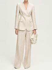 Women's 2 Pieces Suits Formal Wedding Guest Elegant Simple Long Sleeve ...