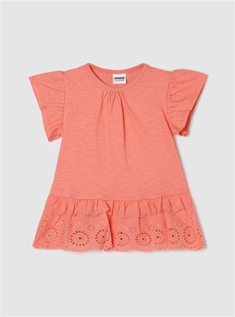 Buy Girls Schiffli Knit Ruffled Top Online at just Rs. 399.0 ...