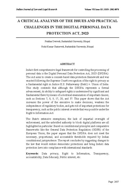 A Critical Analysis of the Digital Personal Data Protection Act, 2023 ...