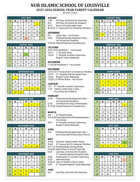 School Calendar - Nur Islamic School of Louisville