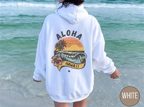 Hawaii Aloha Hoodie, Retro Hawaii Beach Hoodie, Beach Sweatshirt ...