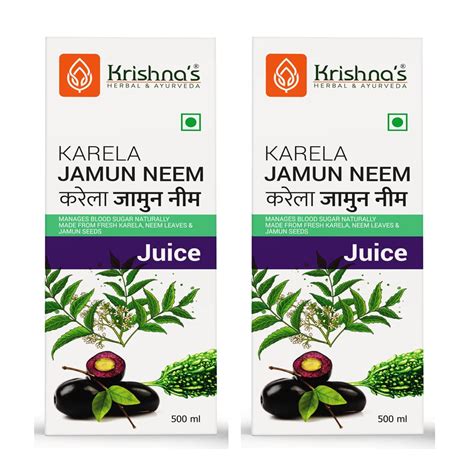 Buy KRISHNA'S HERBAL & AYURVEDA Karela Jamun Neem Mix Juice - 500 Ml ...