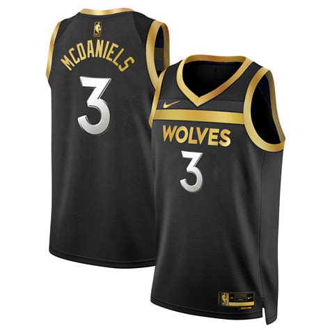 Jaden Mcdaniels Men’s Minnesota Timberwolves Swingman V3 Black Gold ...