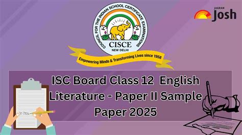 ISC Board Class 12 English Literature - Paper II Sample Paper 2025 ...