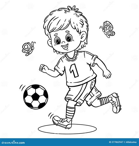 Cute Football Soccer Player Boy Child Character Play Kick Ball, Sport ...