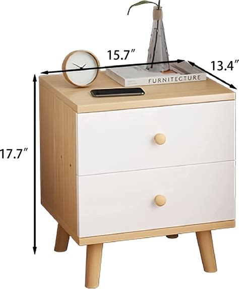 Buy White Dresser Nightstand Set of 2 with Drawer Smal Wooden Bedside ...