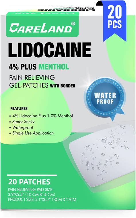 Amazon.com: CARELAND 4% Lidocaine Patches 18 Pcs Waterproof Maximum ...