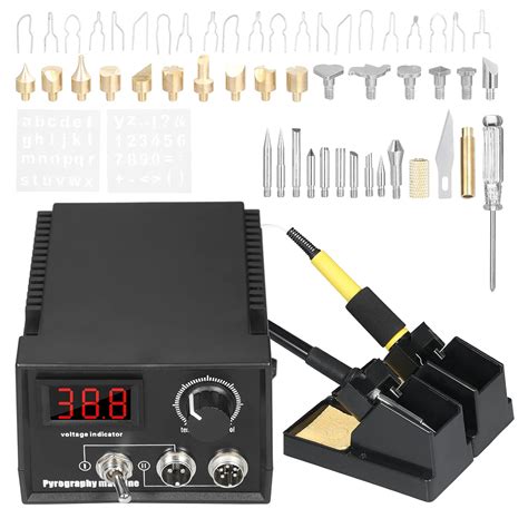 Adium 60W 220V 55-Piece Woodburner Pyrography Wood Leather Burning Tool ...