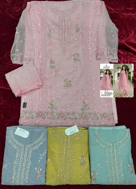 KROSS KULTURE KK 157 ORGANZA EMBROIDERY DESIGNER PAKISTANI SUITS AT ...