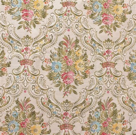 Vintage Woven FLORAL BOUQUET BROCADE Victorian UPHOLSTERY Fabric 4 ...