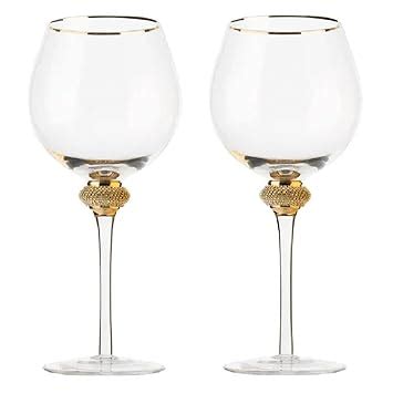 Buy Gold Stem Wine Glass Set of 2,500 ML - Luxurious and Elegant ...