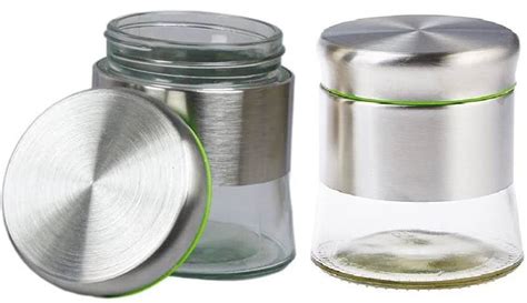 HALO NATION Airtight Glass Jar Storage Container Stainless Steel Cover ...