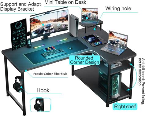 GTRACING L Shaped Gaming Desk, Carbon Fiber Style India | Ubuy