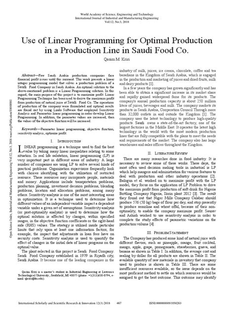 Image result for Production Line Linear Programming Problem