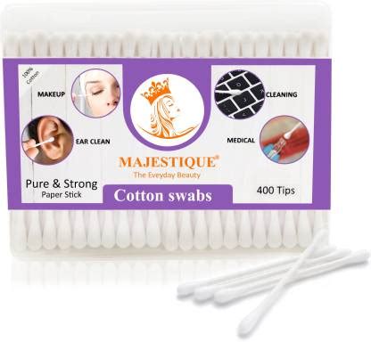 MAJESTIQUE 200Pcs Paper Cotton Swabs -Free Cotton Swabs, Gentle on Face ...