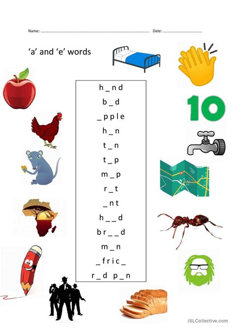 Words with short a and e sound…: English ESL worksheets pdf & doc