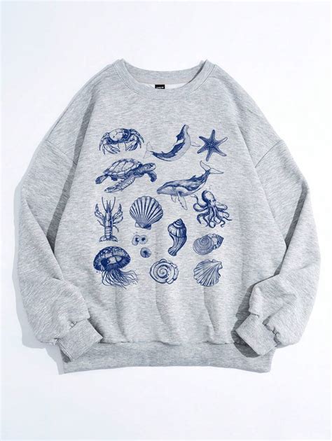 SHEIN EZwear Women's Casual Minimalist Sea Turtle, Starfish, Seashell ...