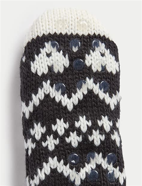 Buy Cosy Fairisle Borg Thermal Slipper Socks at Marks & Spencer