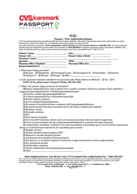 Cvs Caremark Ivig Prior Authorization Form - AuthorizationForm.net