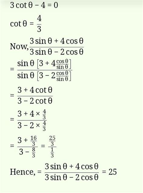 b 3. If cot = then the value of a cos 0+ sin 0 is cos-sin 0 - Brainly.in