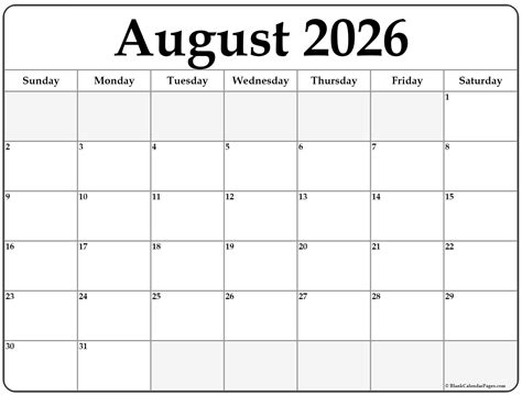 August 2026 calendar | free printable calendars