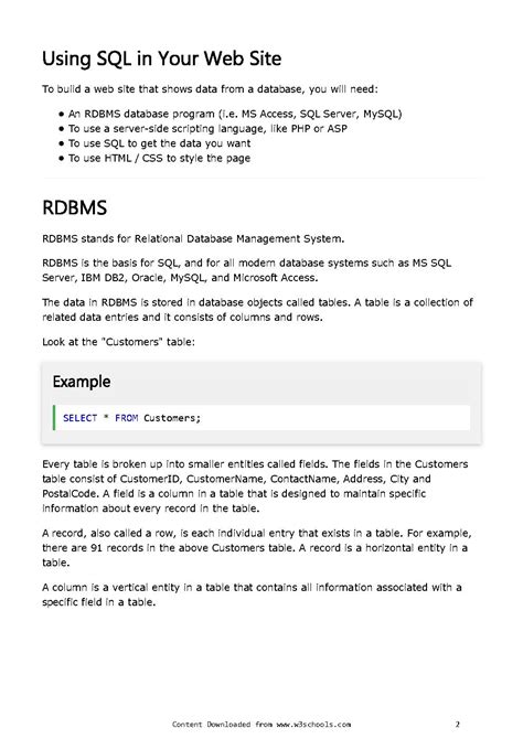 Image result for Basic SQL Tutorial PDF