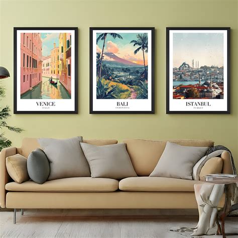 Set of 3 Venice, Bali & Istanbul Wall Art – City View Prints – CIPHER ...