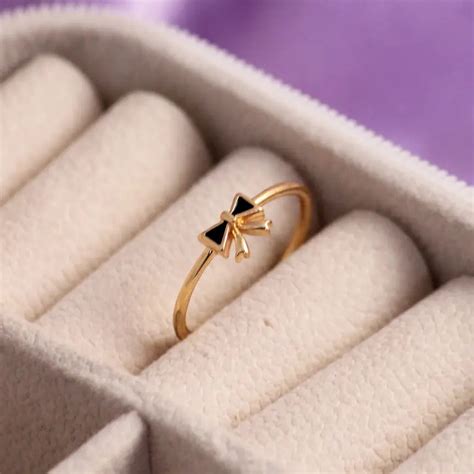 Minimal Bow Gold Black Ring | Salty – Salty Accessories