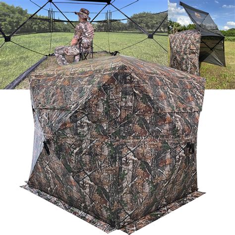 LUCKUNTER 360 Degree See-through Hunting Blind 2-3 Person Full Open ...