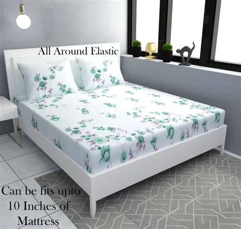 Bunkin LIGHT GREEN Premium Fitted Elastic Bedsheet With Two Pillow ...