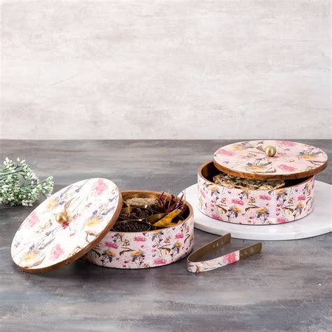 Buy Pink Enamel Print Masala & Roti Box Set Online in India – Nestroots