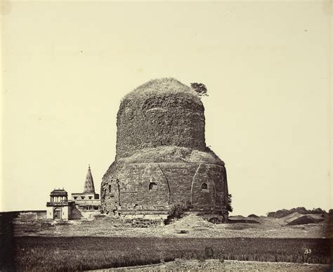 Dhamek Buddhist Stupa at Sarnath near Varanasi - c1860's - Old Indian ...