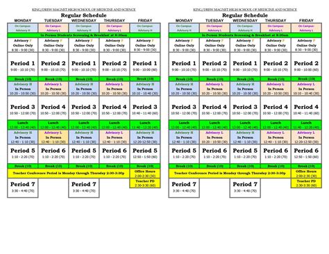 Bell Schedule – School Information – King/Drew Magnet High School of ...