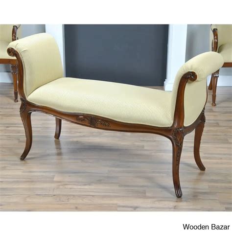 Teak Wood Upholstered Bench | Wooden Bazar