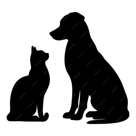Premium Vector | Dog and cat silhouette looking at each other vector illustration