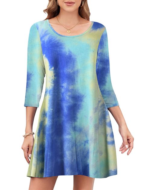 CRAYNER Casual 3/4 Sleeve Dresses for Women, Casual Tshirt Dress Loose ...